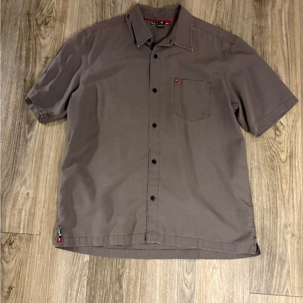 Quiksilver Men's Casual Brown Button Down Shirt